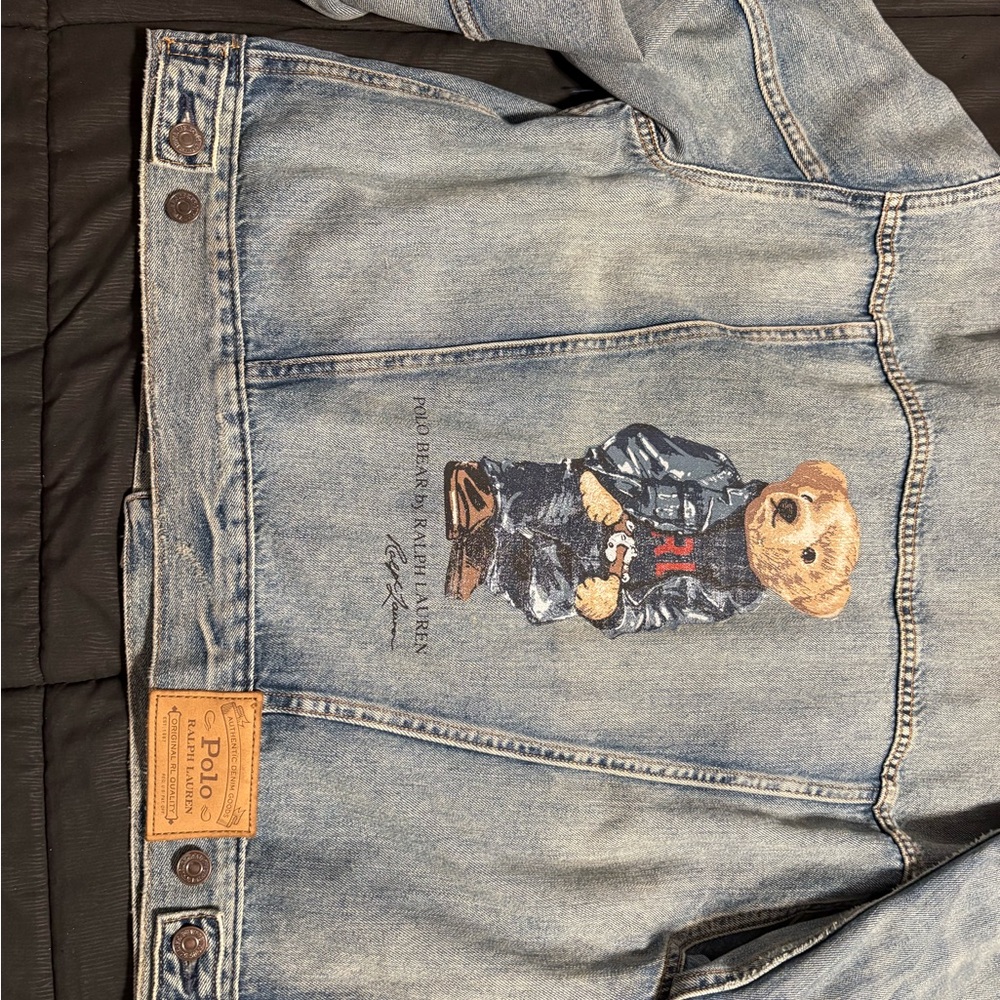 Ralph Lauren Blue Denim Jacket with Bear Print - Picture 9 of 12